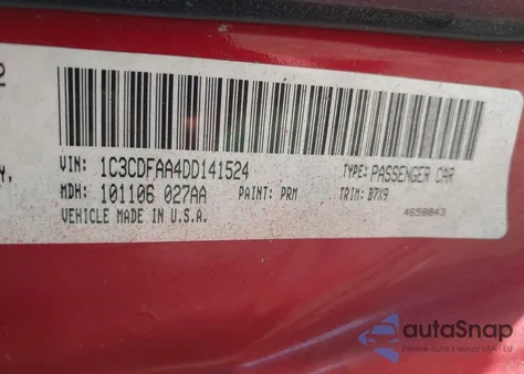 2013 Dodge Dart Se z USA, uszkodzony, nr VIN 1C3CDFAA4DD141524